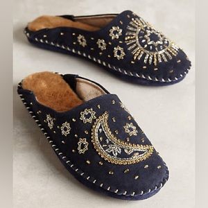 $98 ANTHRO Jasper & Jeera Celestial Beaded Slippers in Navy Suede 8